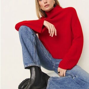 Reformation Bold Red Turtleneck Sweater